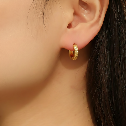 Chevron Gold Huggie Hoops