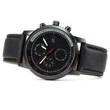 Classic Black Leather Strap Watch