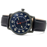 Classic Black Textured Dial Leather Strap Watch