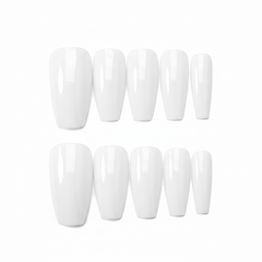 Classic White Coffin Press-On Nails