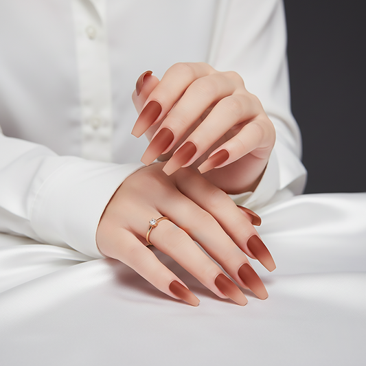 Cocoa Ombre Almond Press-On Nails