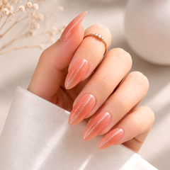 Coral Stripe Press-On Nails