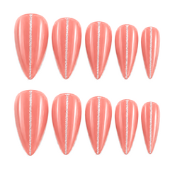 Coral Stripe Press-On Nails
