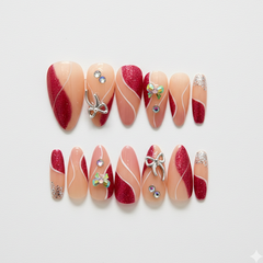 Crimson Swirl Elegance Press-Ons