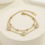 crystal bead layer bracelet gold everyco

