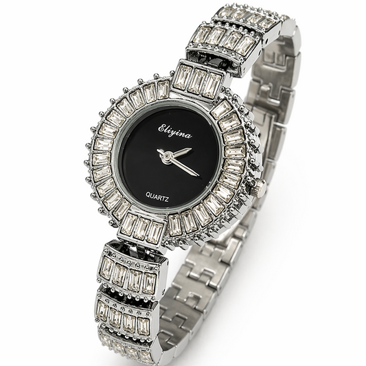 Eliyina Black Dial Watch - Silver