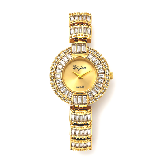 Eliyina Gold Dial Crystal Watch