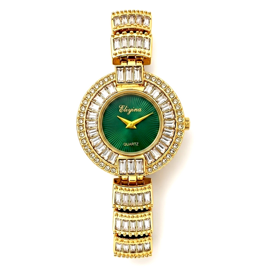 Eliyina Green Dial Crystal Watch