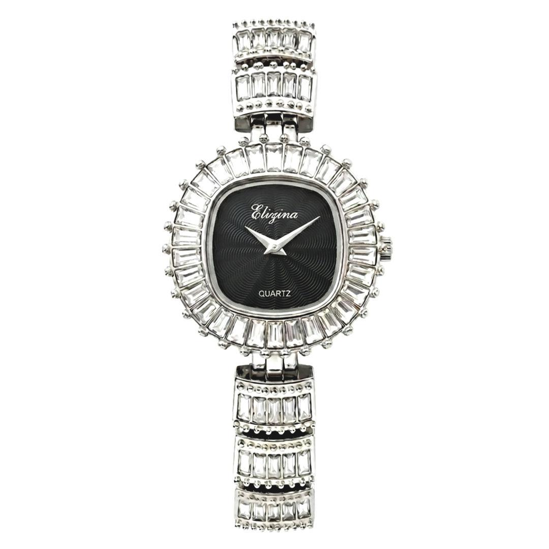 Eliyina Black Dial Watch - Silver