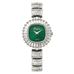 Eliyina Emerald Dial Watch - Silver