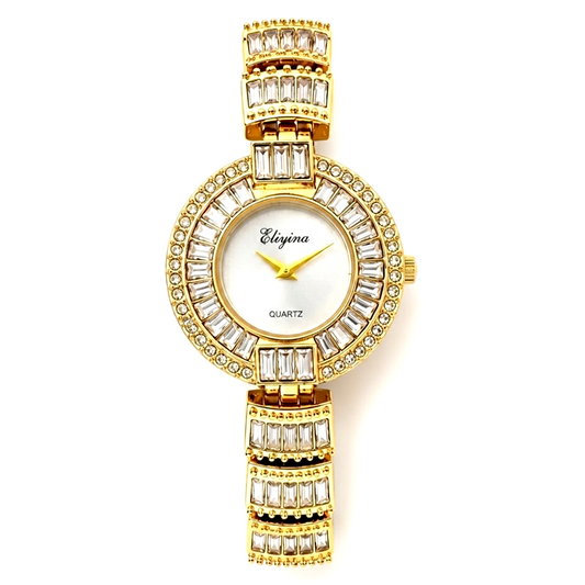 Eliyina White Dial Crystal Watch