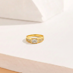 Emerald Cut Pavé Ring