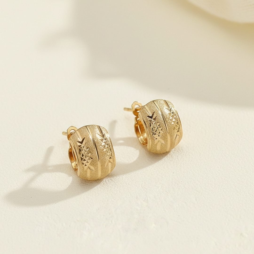 Engraved Gold Hoops