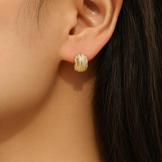 Engraved Gold Hoops