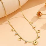 Floral Charm Snake Necklace