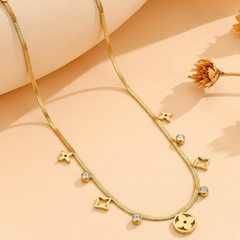 Floral Charm Snake Necklace