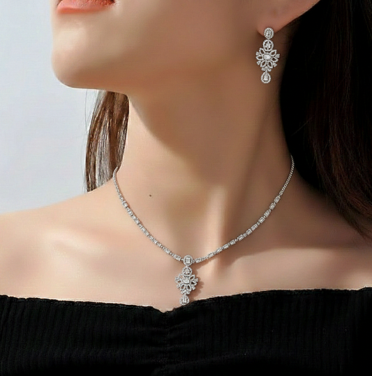 Floral Pave Crystal Set