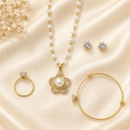 Floral Pearl Crystal Set