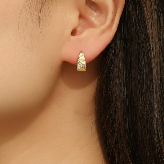 Geo Pave Huggie Hoops