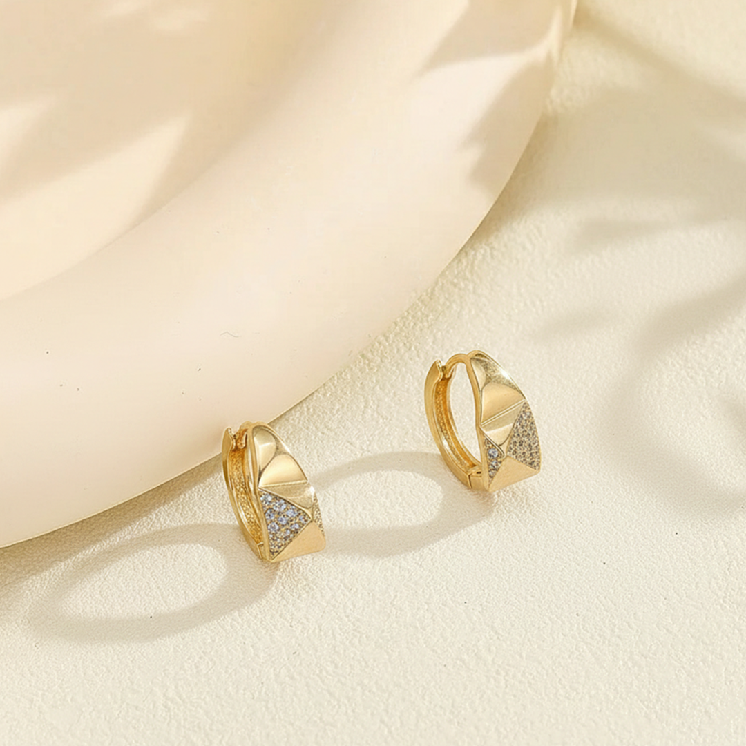 Geo Pave Huggie Hoops