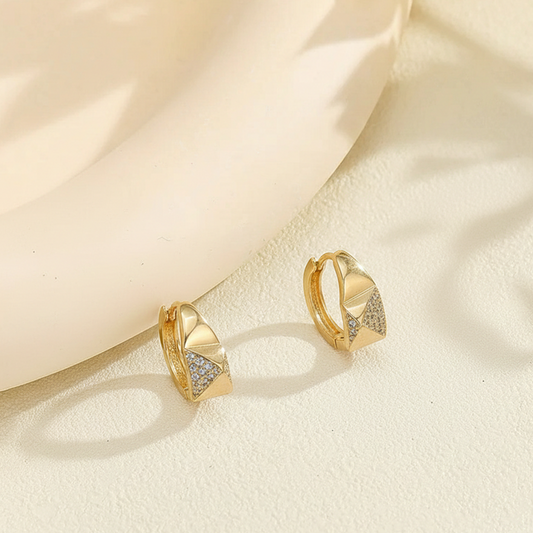 Geo Pave Huggie Hoops