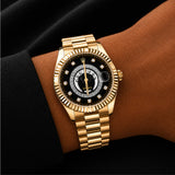 Gold-Tone Black Dial Watch