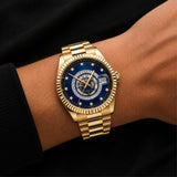 Gold-Tone Blue Dial Watch