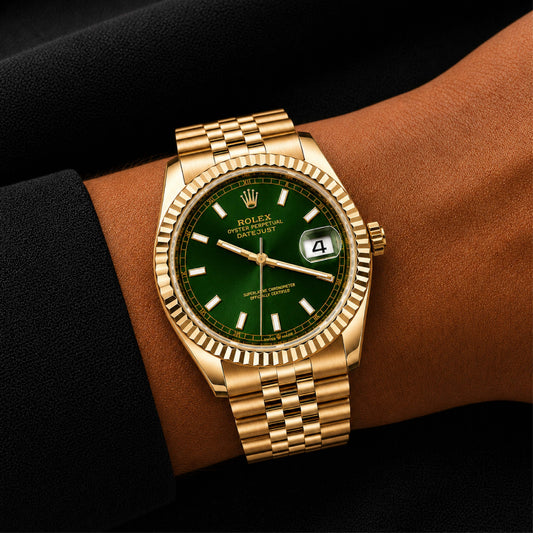 Gold-Tone Green Dial Watch