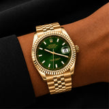 Gold-Tone Green Dial Watch