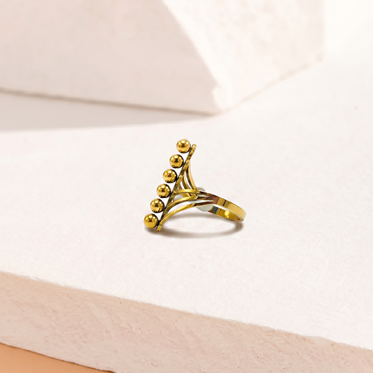 Gold Beaded Radiant Fan Statement Ring