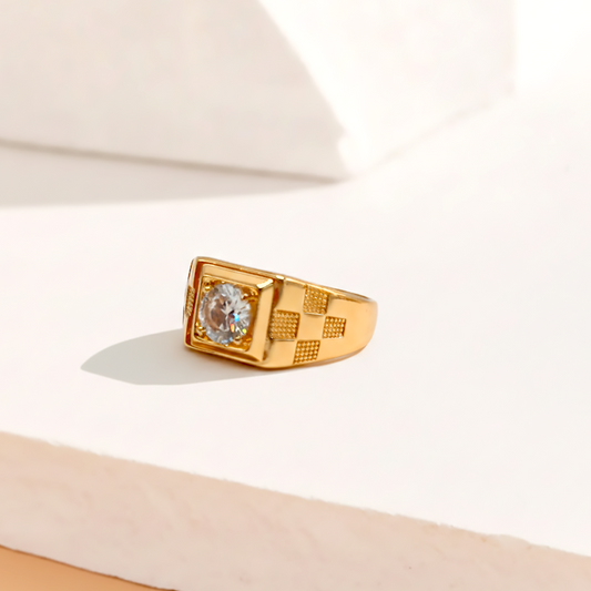 Gold Checkered Ring