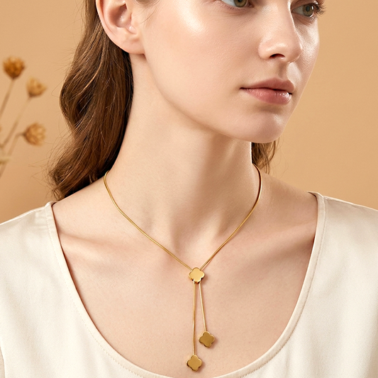 Gold Clover Lariat Pendants
