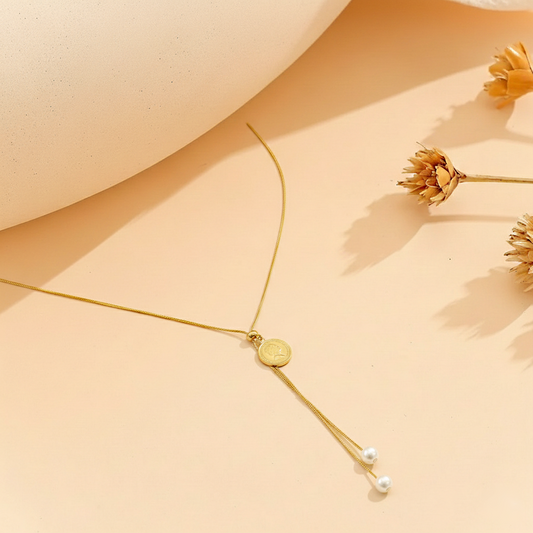 Gold Coin Y-Drop Locket