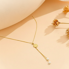 Gold Coin Y-Drop Locket
