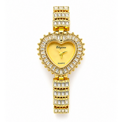 gold dial heart crystal watch everyco | white crystal watch for women Pakistan | heart shaped ladies watch gold | elegant women quartz watch Pakistan
