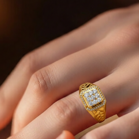 Gold Diamond Signet Ring