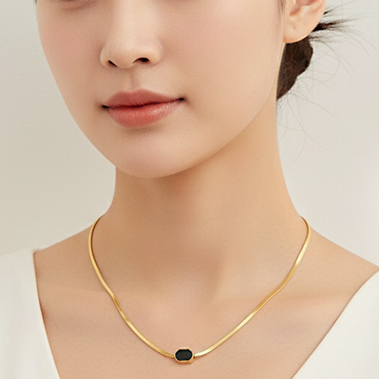 Gold Geo Locket Chain