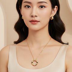 Gold Geometric locket Set