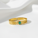 Gold Green Clover Bangle