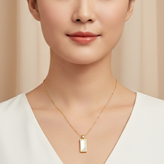 Gold MOP Rectangle Locket