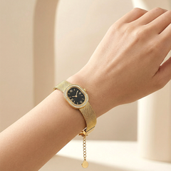 Gold Oval Mesh Watch