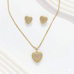 Gold Pave Heart Set