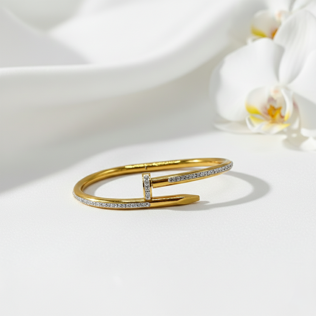 Gold Pave Nail Bracelate