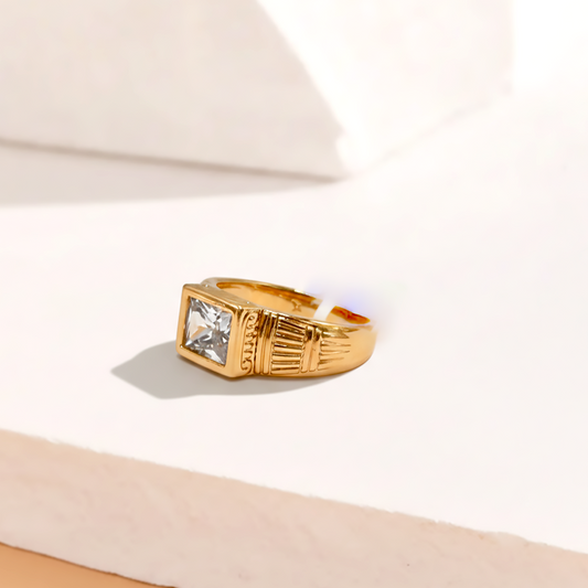Gold Solitaire Signet Ring