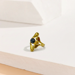 Gold Wavy Gemstone Ring