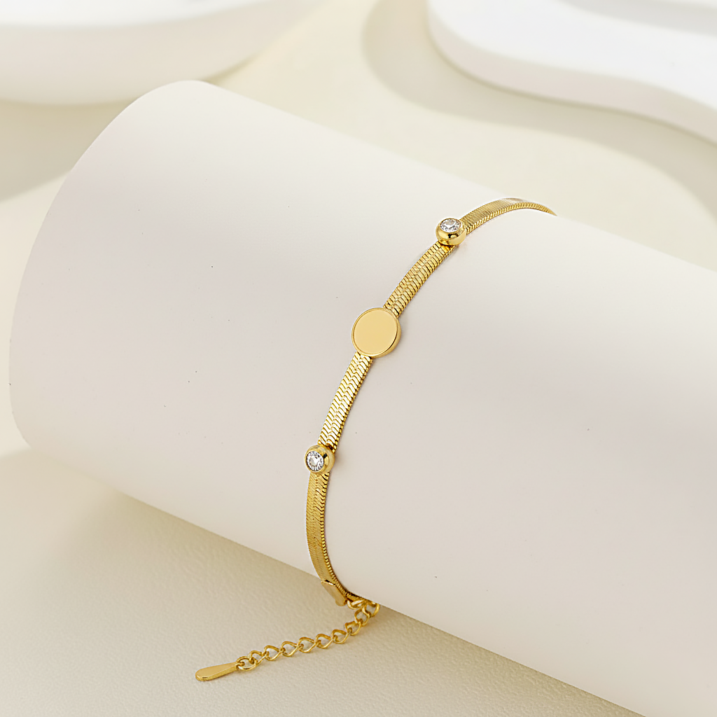 Golden Crystal Disc Bracelet