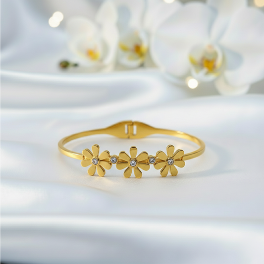 Golden Floral Crystal Bracelet