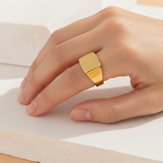 Golden Square Signet Ring