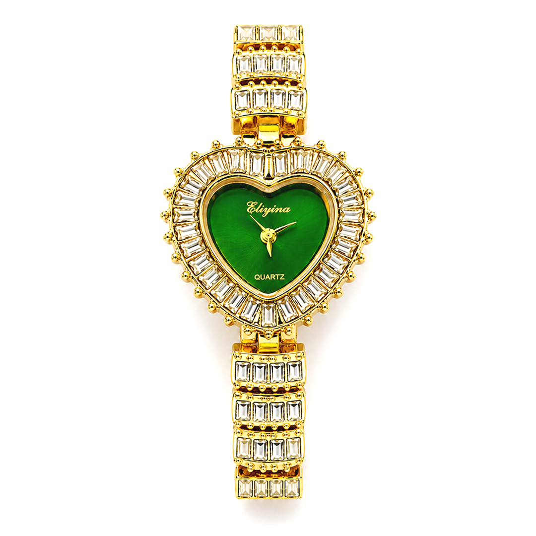 Green Dial Heart Crystal Watch