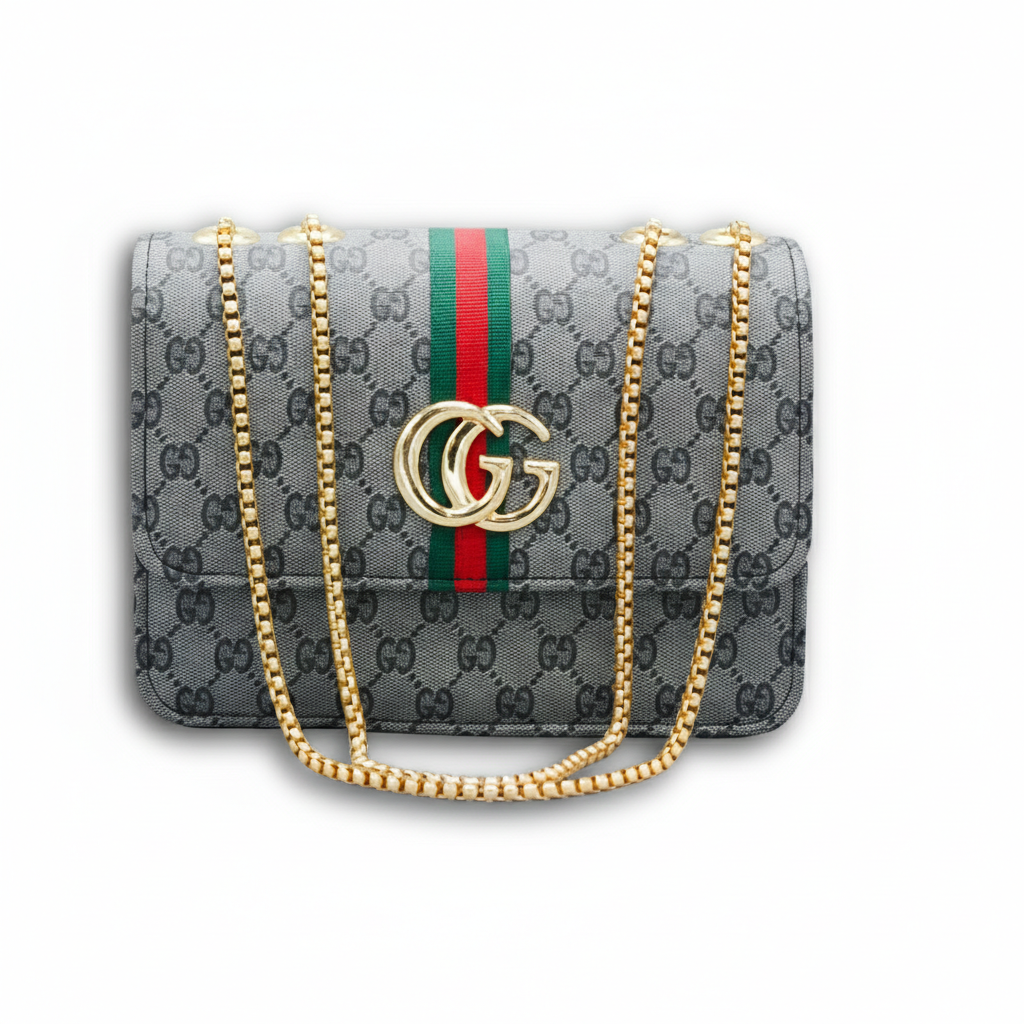 Grey Signature Chain Bag
